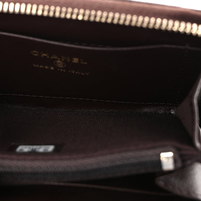 Chanel Caviar Quilted Textured CC Zip Around Card Holder Burgundy 5 of 8