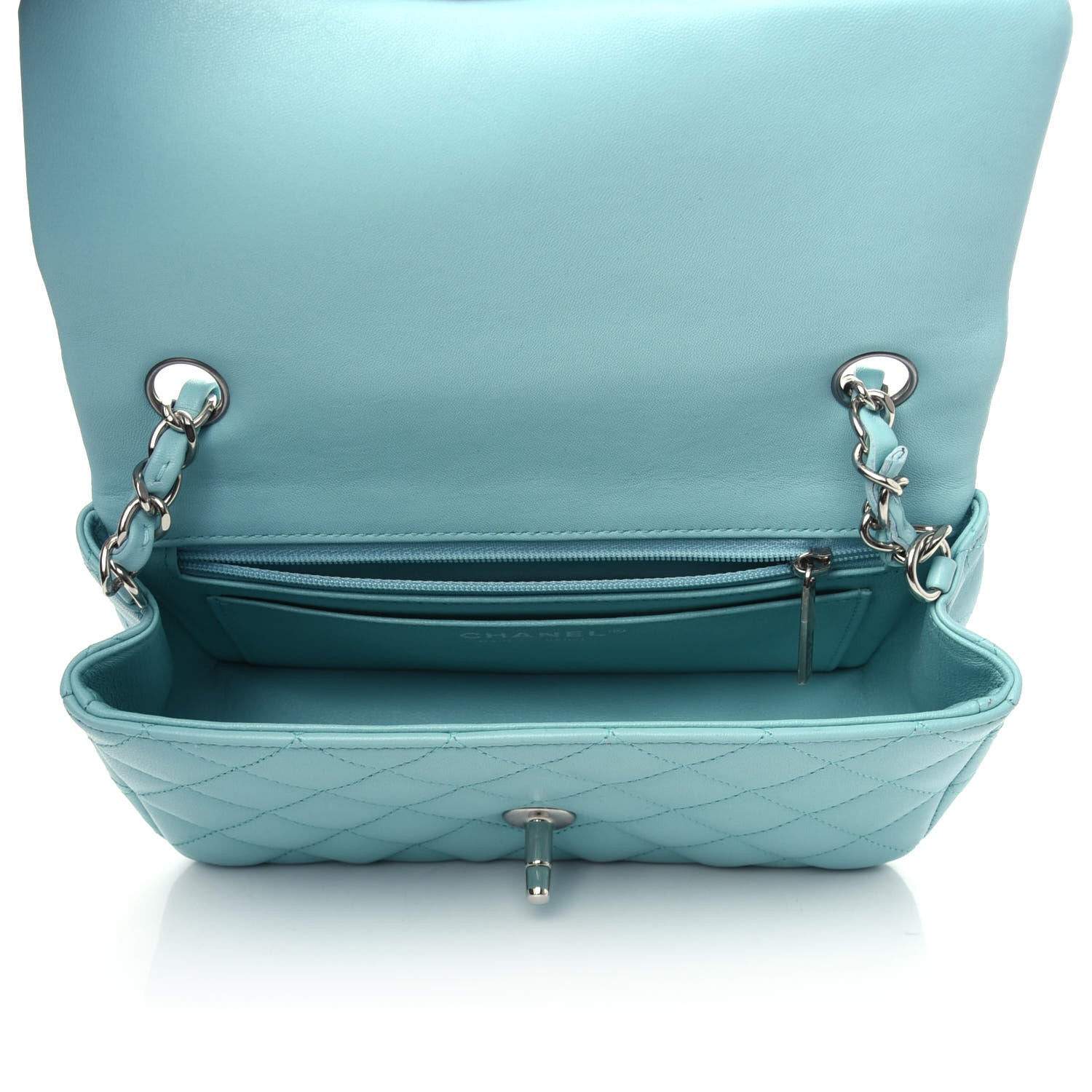 Chanel Lambskin Quilted Mini Rectangular Flap Light Blue 5 of 10