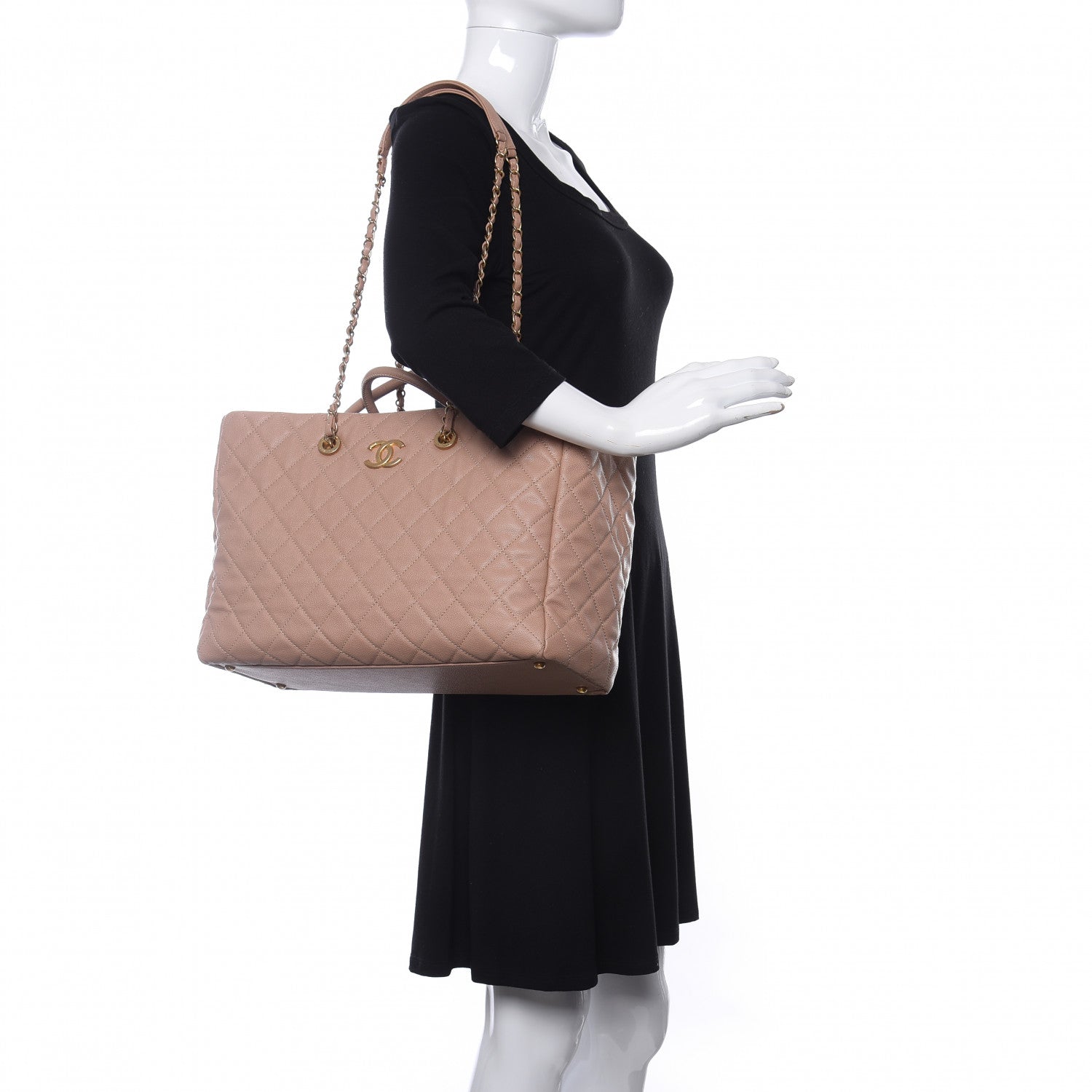 Chanel Caviar Quilted Large Coco Handle Shopping Tote Beige 2 of 13