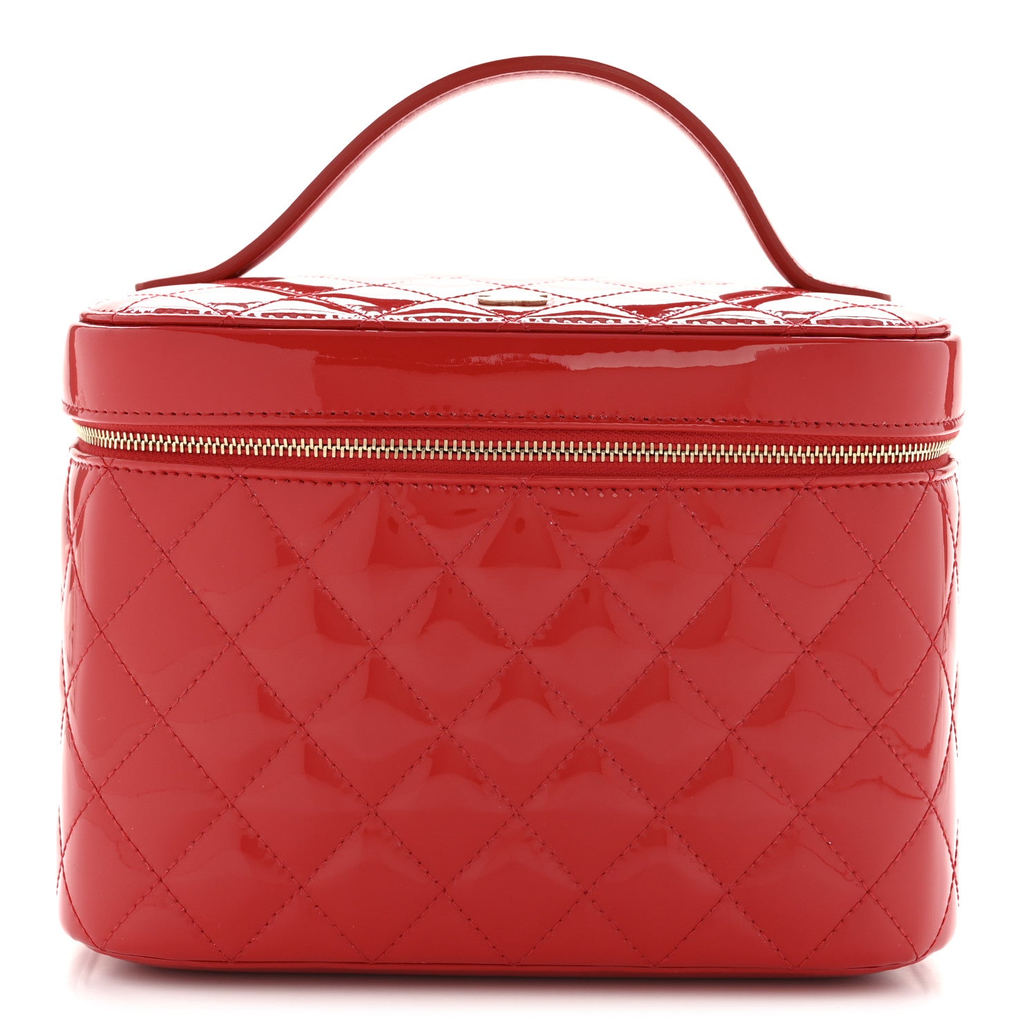 Chanel Patent Calfskin Quilted Large Vanity Pouch Red 1 of 7