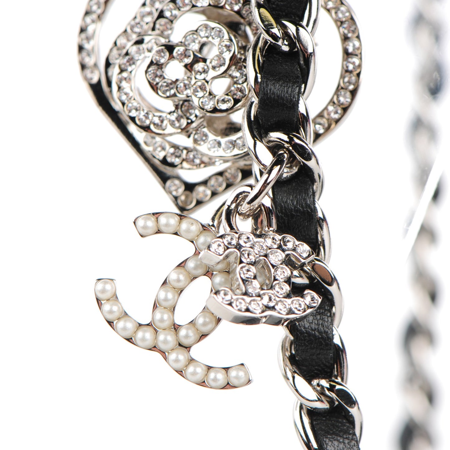 Lambskin Quilted Crystal Valentine Charms Mini Phone Holder Crossbody Bag Black