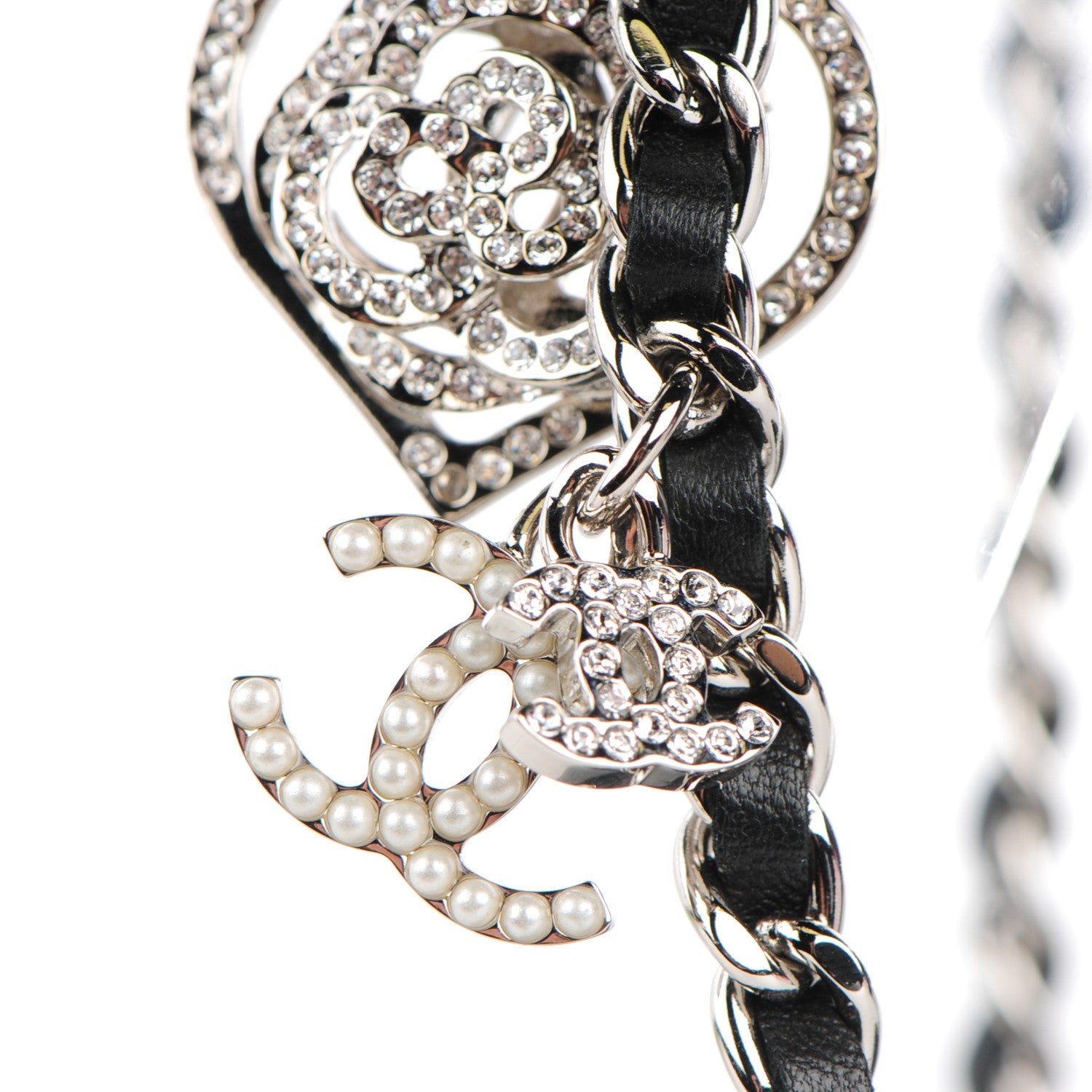 Chanel Lambskin Quilted Crystal Valentine Charms Mini Phone Holder Crossbody Bag Black 13 of 13