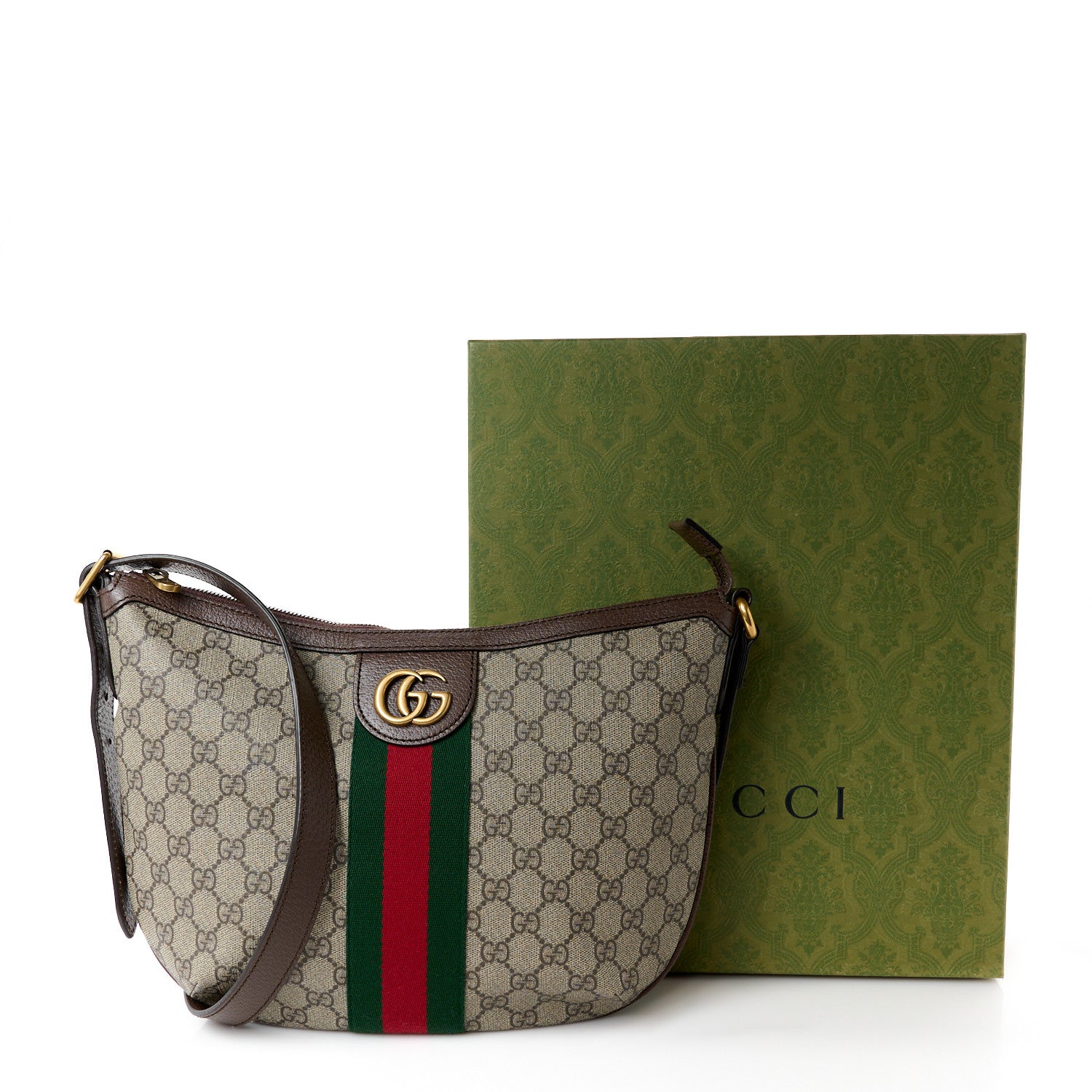 Gucci GG Supreme Monogram Web Small Ophidia Half Moon Hobo Brown 12 of 12