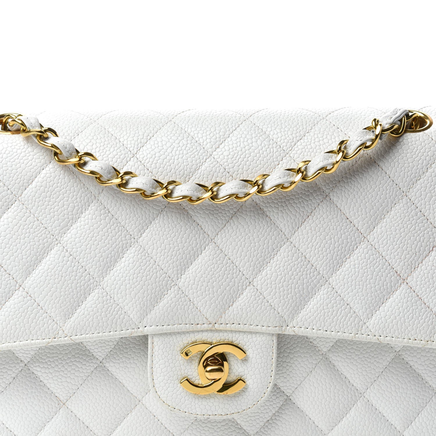 Chanel Caviar Quilted Medium Double Flap White 17 of 18
