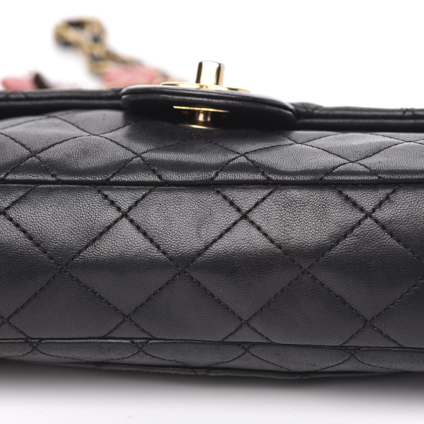Lambskin Quilted Medium Cruise Charm Single Flap Black