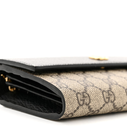 Gucci Dollar Calfskin GG Supreme Monogram Petite GG Marmont Wallet Chain Bag Black Beige Ebony 10 of 12