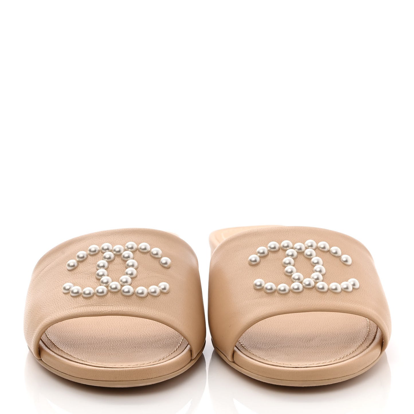 Lambskin Pearl CC Sandals 36.5 Beige
