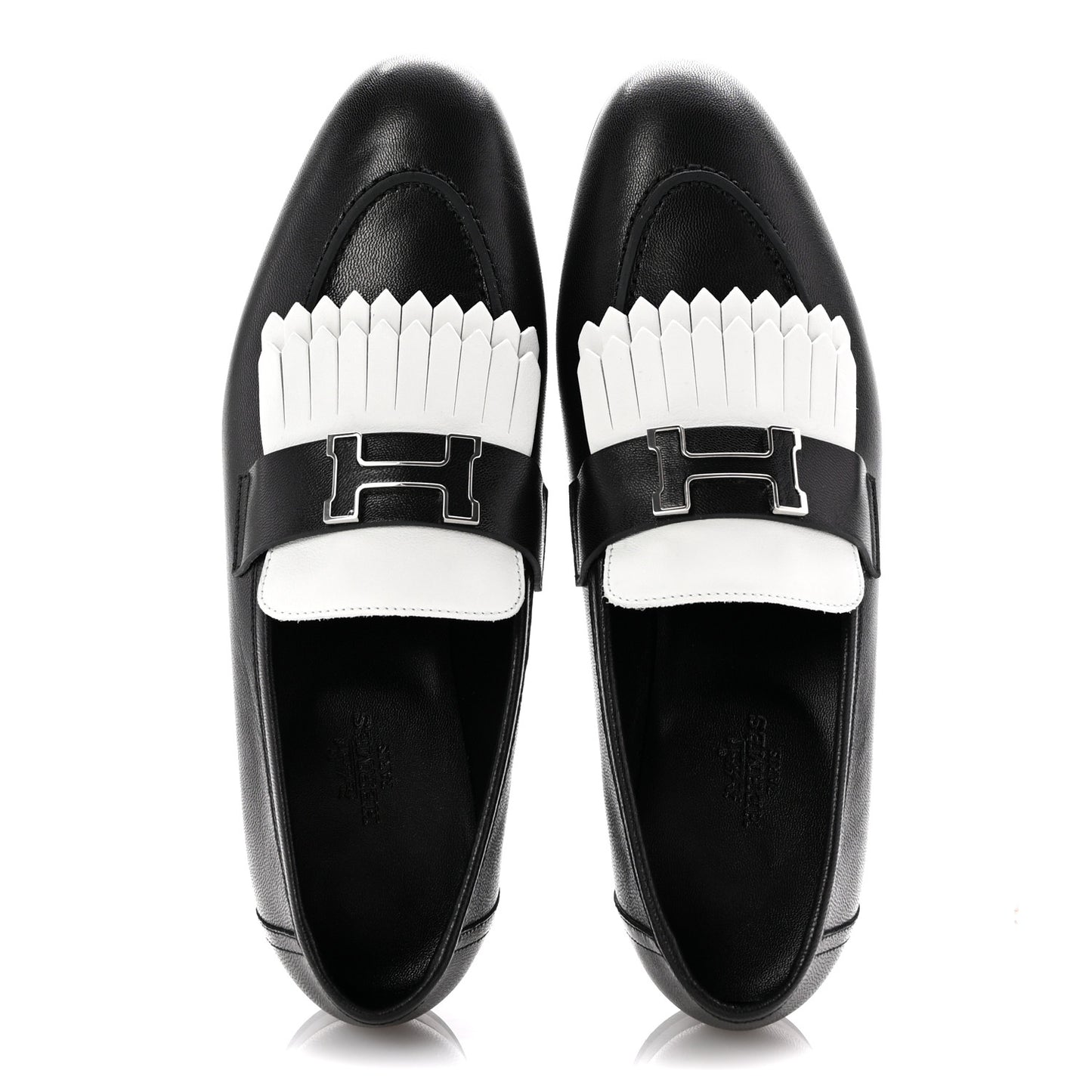 Goatskin Womens Royal Loafers 37.5 Black White