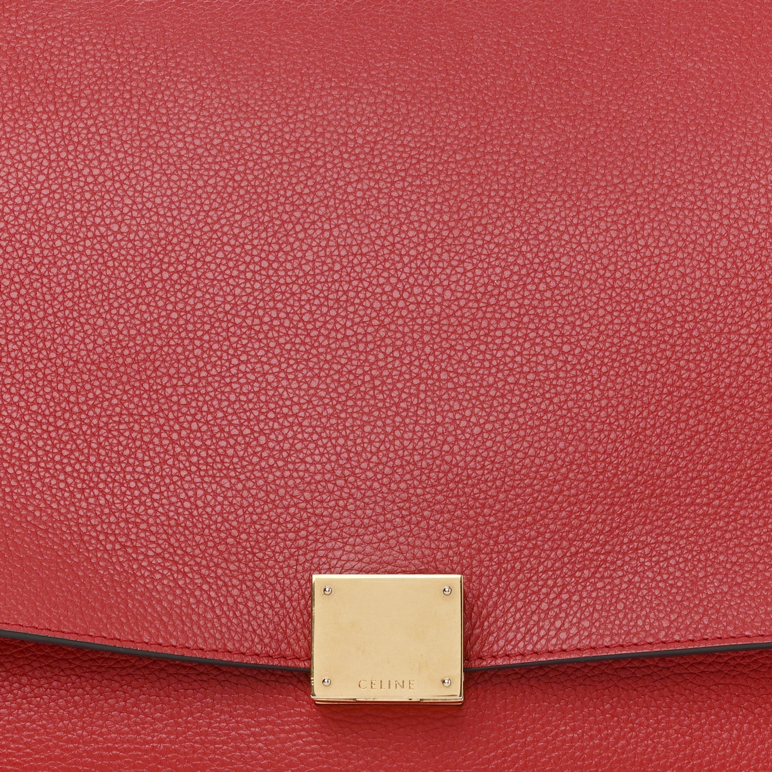 Celine Drummed Calfskin Suede Medium Trapeze Coquelicot 7 of 18
