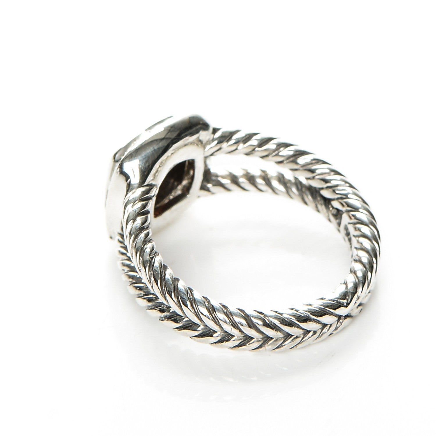 David Yurman Sterling Silver Diamond Garnet 7mm Petite Albion Ring 53 6.5 3 of 4