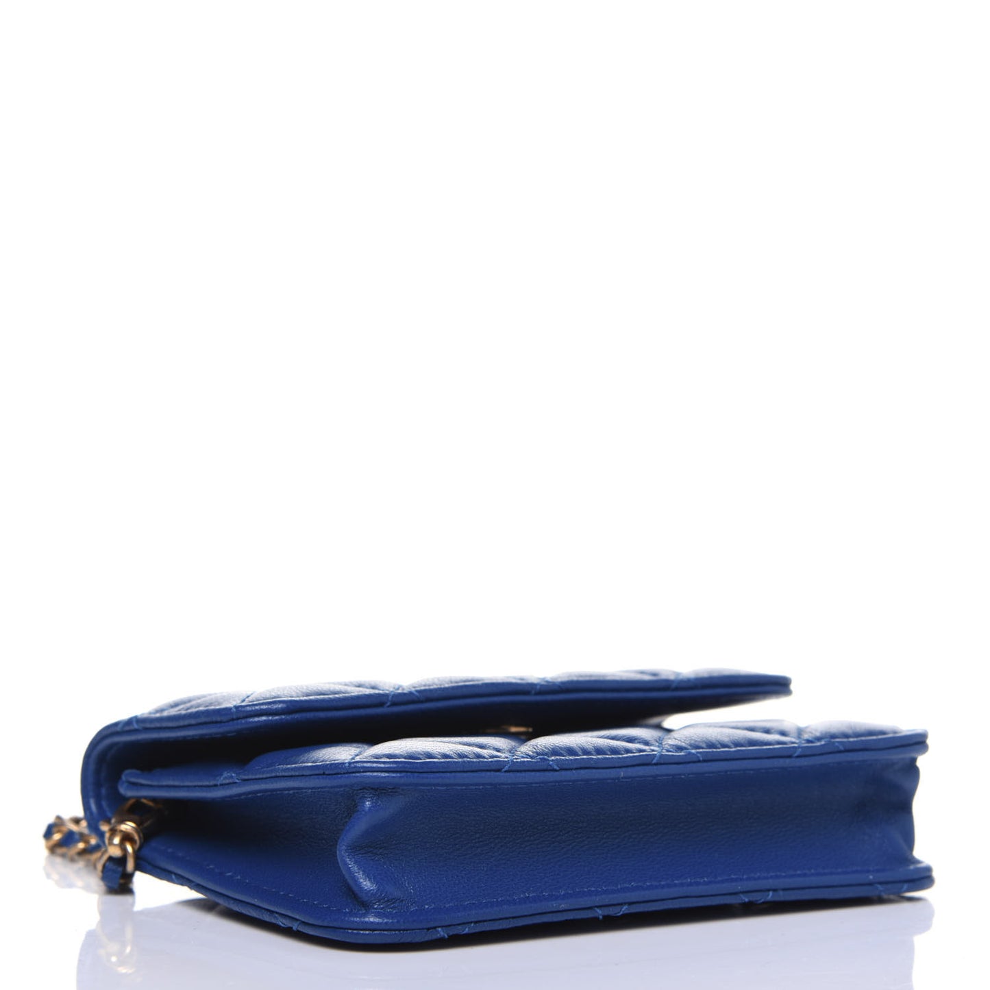 Lambskin Quilted Pearl Crush Clutch With Chain Blue
