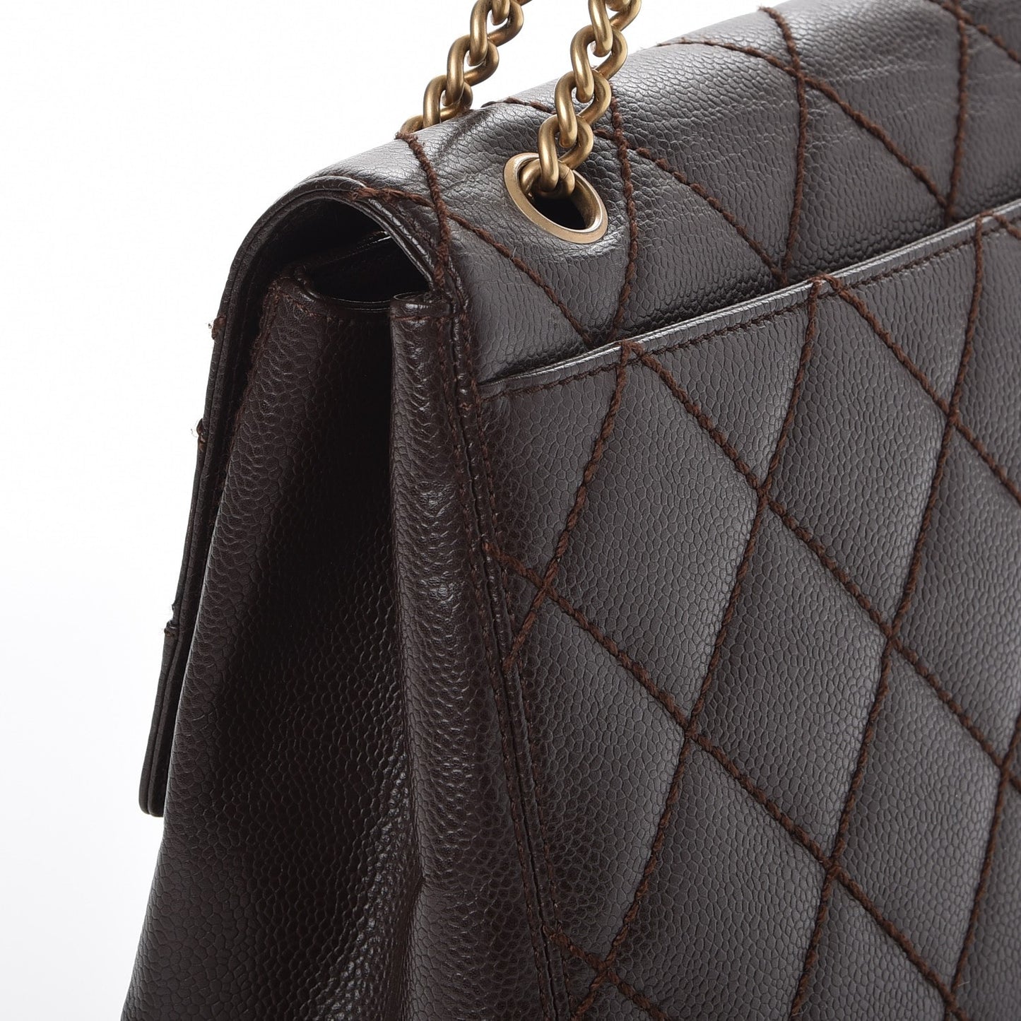 Caviar Quilted Jumbo Single Flap Brown