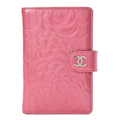 Chanel Patent Camellia Embossed Zipped Pocket Wallet Pink 1 of 9