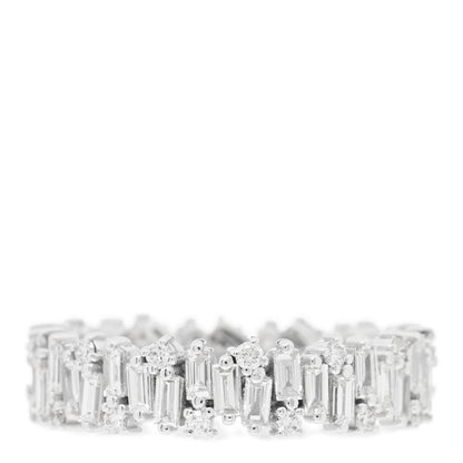 Suzanne Kalan 18K White Gold Diamond Classic Shimmer Eternity Band Ring 54 6.75 1 of 4