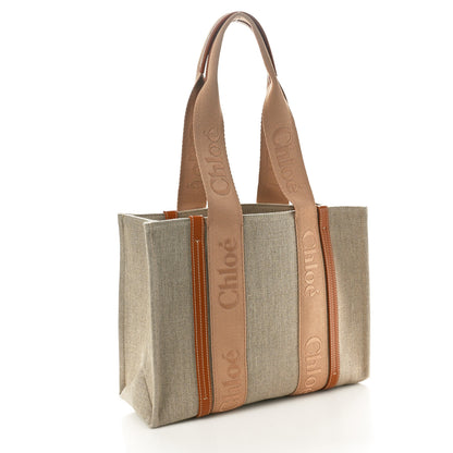 Chloe Linen Calfskin Medium Woody Ribbon Tote Soft Tan 2 of 9