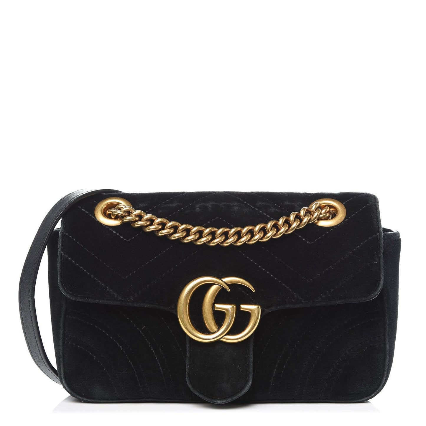 Velvet Matelasse Mini GG Marmont Shoulder Bag Black