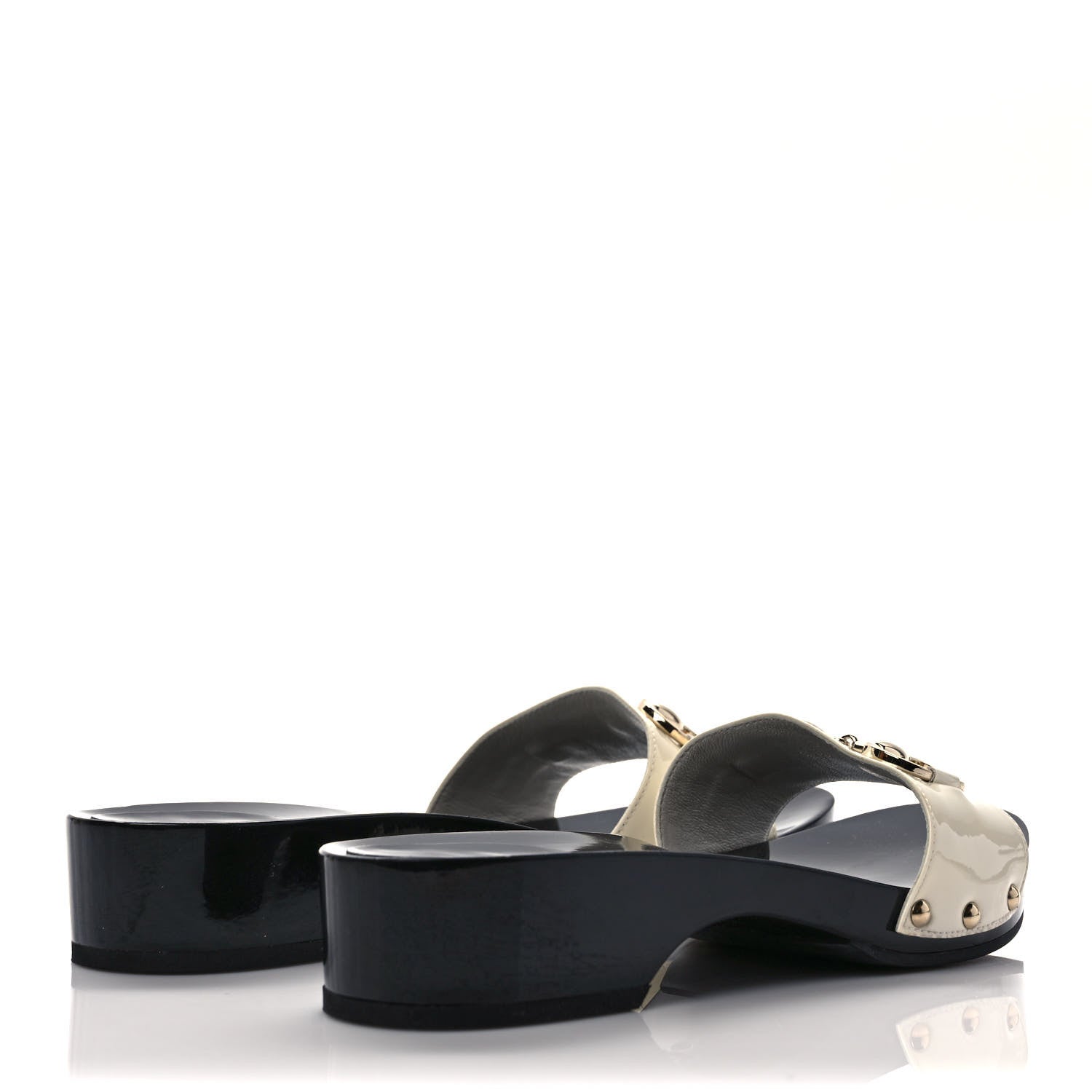 Gucci Vitello Vernice Soft Icon Bit Wood Clogs 6.5 Great White 4 of 9