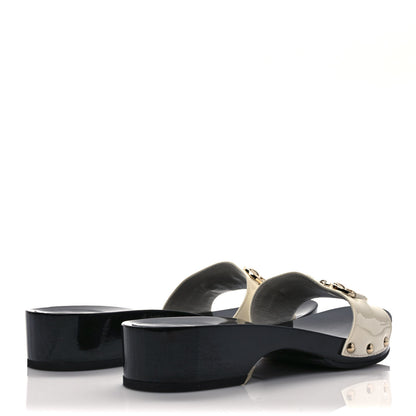 Gucci Vitello Vernice Soft Icon Bit Wood Clogs 6.5 Great White 4 of 9