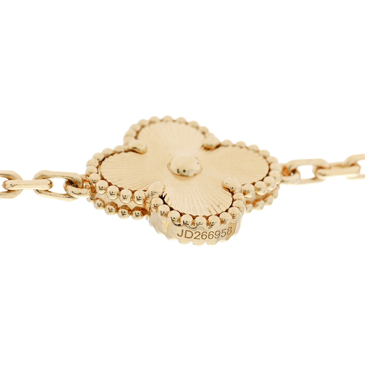 18K Yellow Gold 10 Motifs Guilloche Vintage Alhambra Necklace