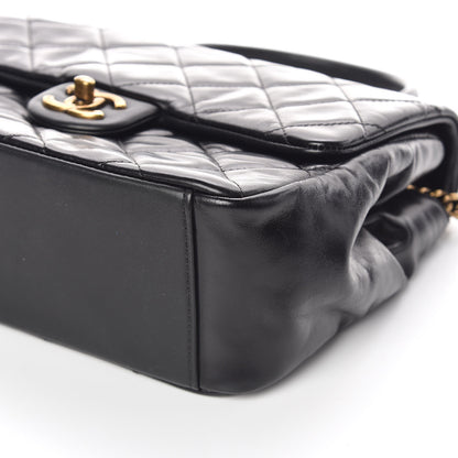 Chanel Calfskin Quilted Medium Gold Bar Top Handle Flap Black 9 of 9