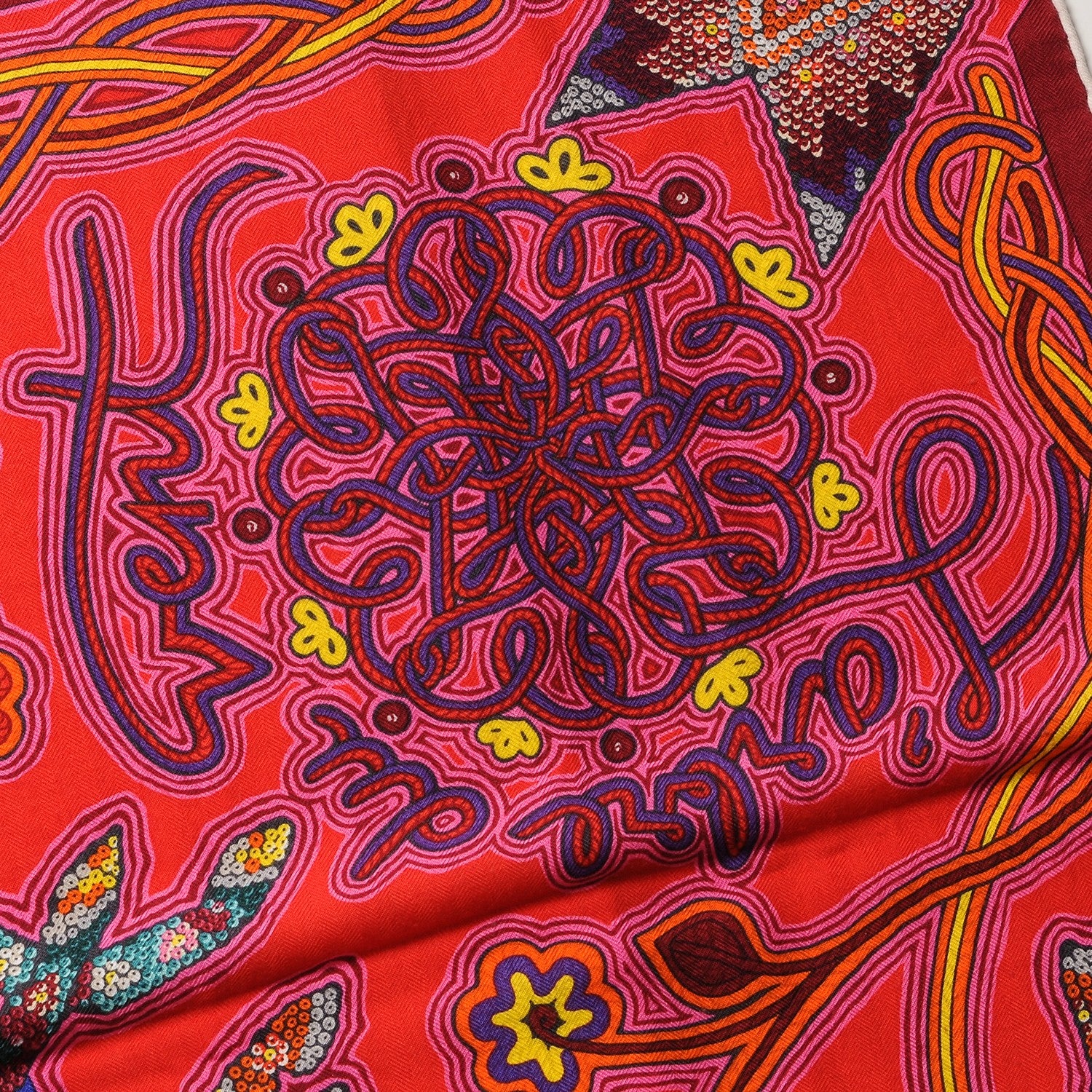 Hermes Cashmere Silk L'Arbre Du Vent Shawl 140 4 of 10