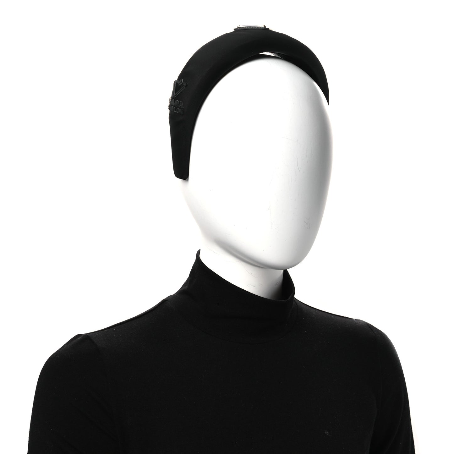 Re-Nylon Metal Triangle Logo Headband Black