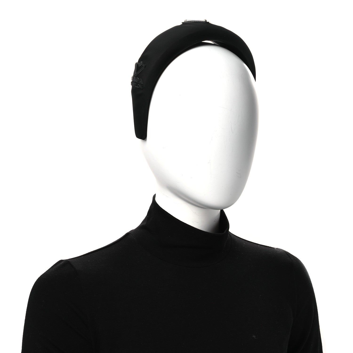 Prada Re-Nylon Metal Triangle Logo Headband Black 2 of 6