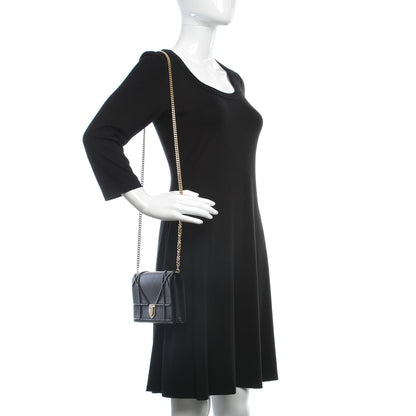 Christian Dior Grained Calfskin Diorama Wallet on Chain Pouch Black 2 of 9