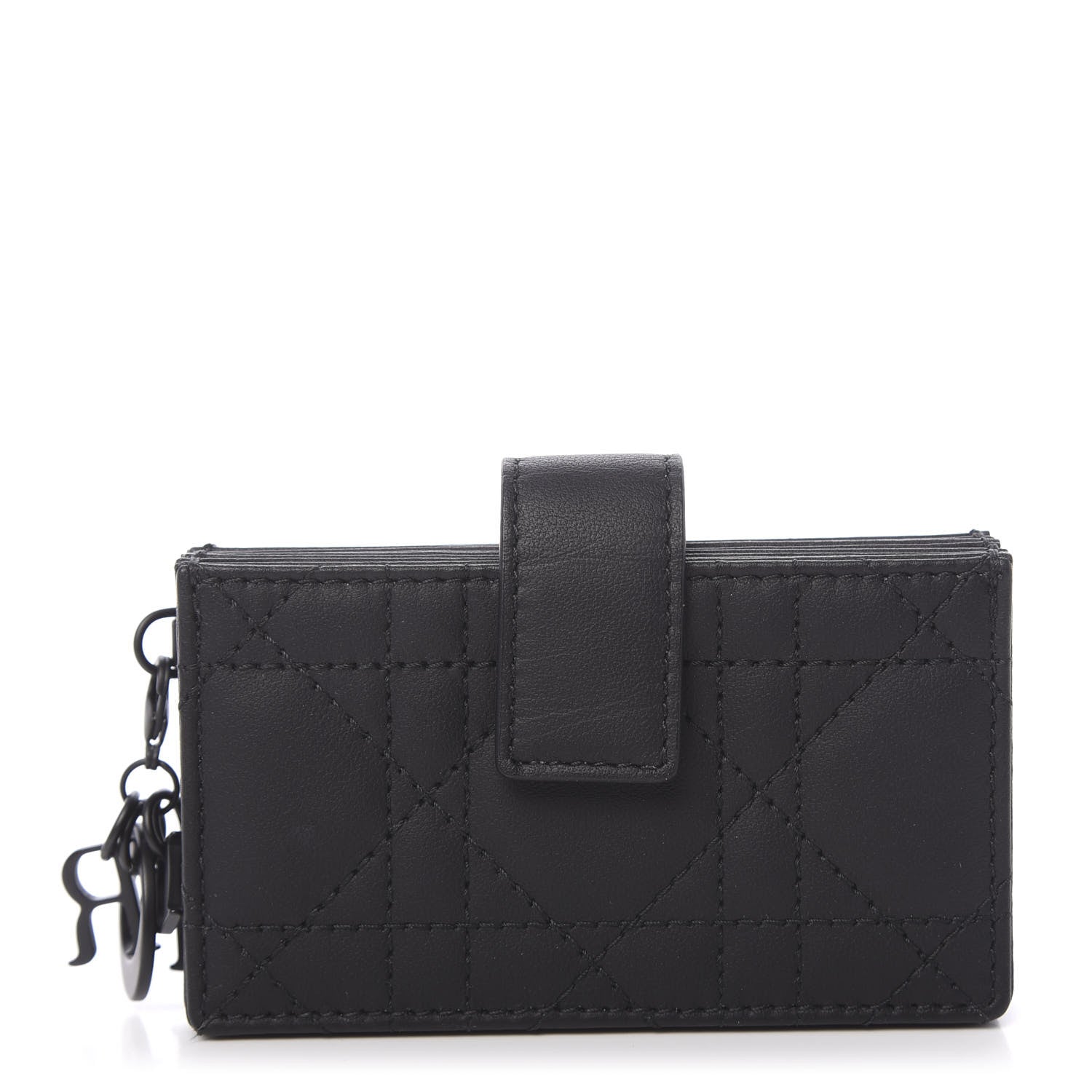 Christian Dior Ultra Matte Calfskin Cannage Lady Dior 5-Gusset Card Holder Black 1 of 7