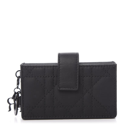Christian Dior Ultra Matte Calfskin Cannage Lady Dior 5-Gusset Card Holder Black 1 of 7