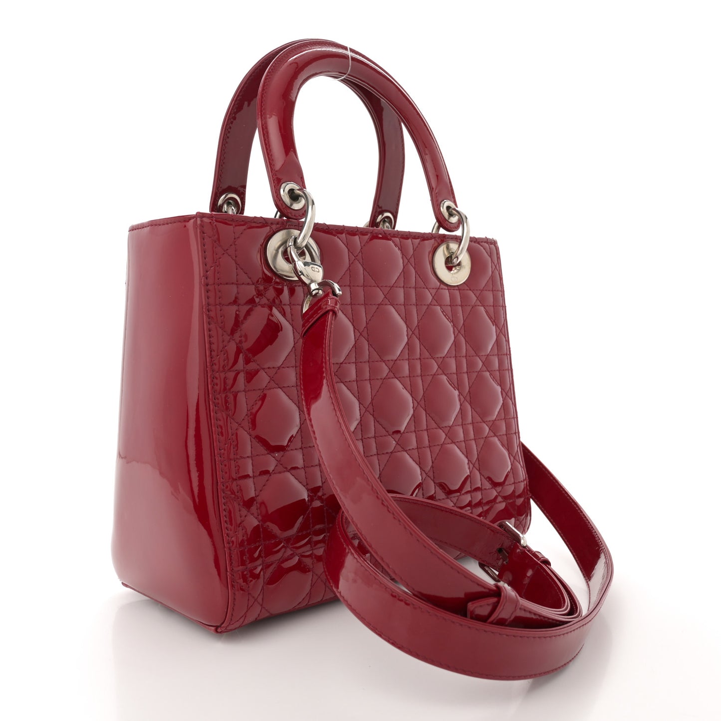 Patent Cannage Medium Lady Dior Red