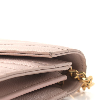Saint Laurent Grain De Poudre Matelasse Chevron Monogram Chain Wallet Pale Pink 15 of 16