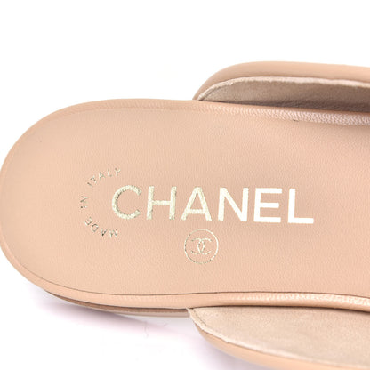 Chanel Lambskin Pearl CC Mules 39.5 Beige 6 of 6