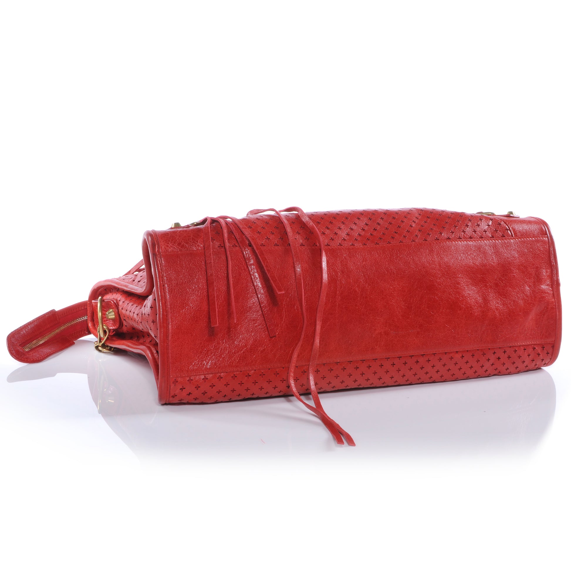 Balenciaga Agneau Cross Perforated City Ruby Red 13 of 38