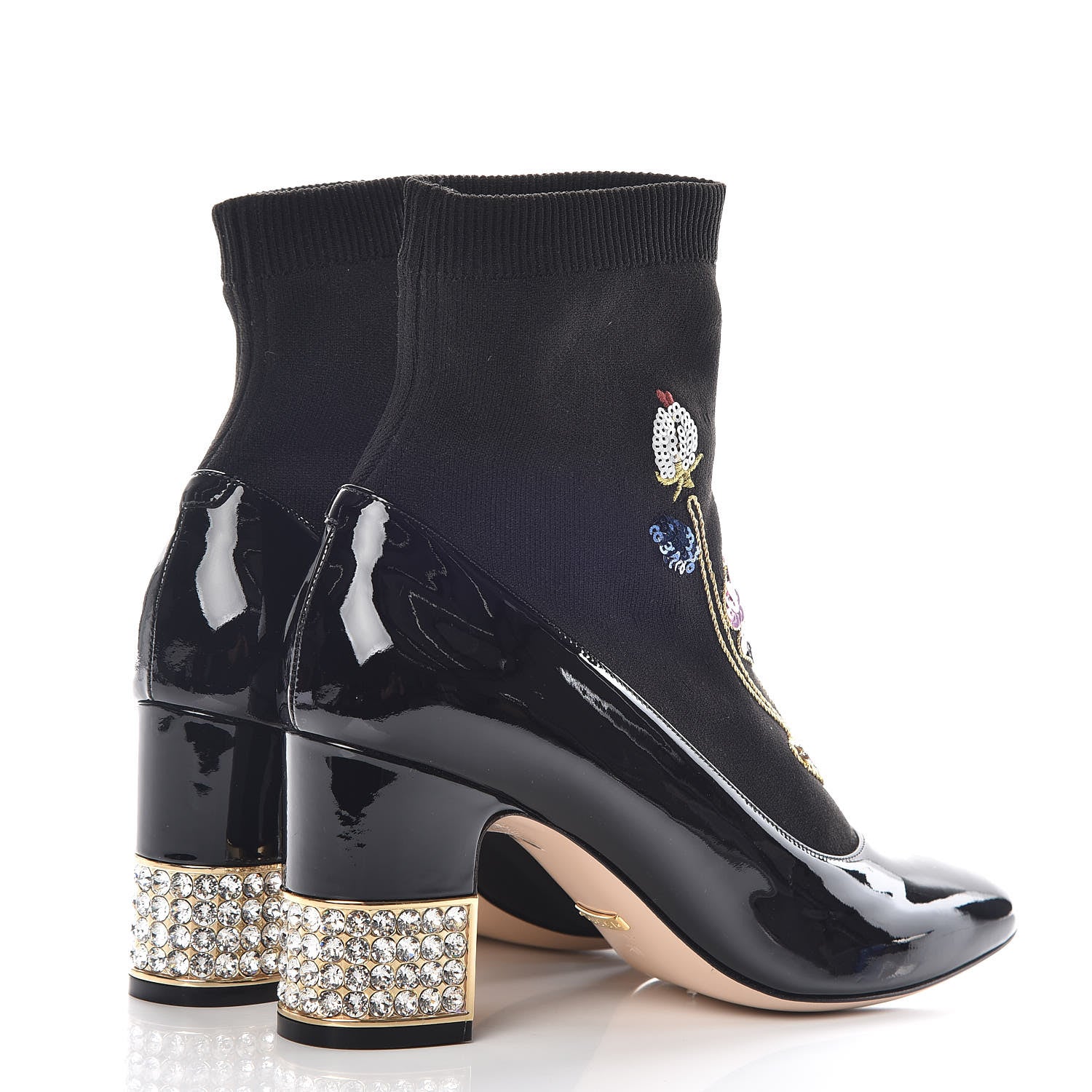 Gucci Patent Calfskin Candy Sock Ankle Boots 38 Black 4 of 8