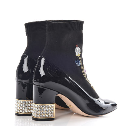 Gucci Patent Calfskin Candy Sock Ankle Boots 38 Black 4 of 8