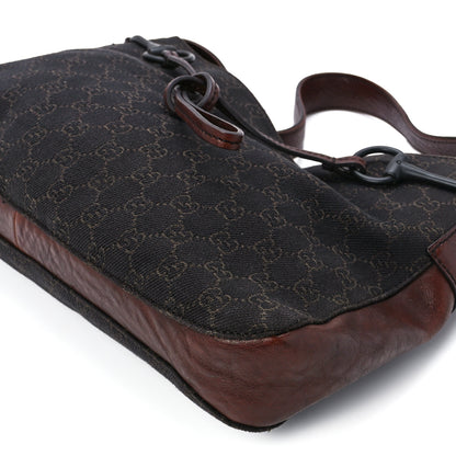 Gucci Monogram Canvas Horsebit Drawstring Hobo Brown 11 of 11