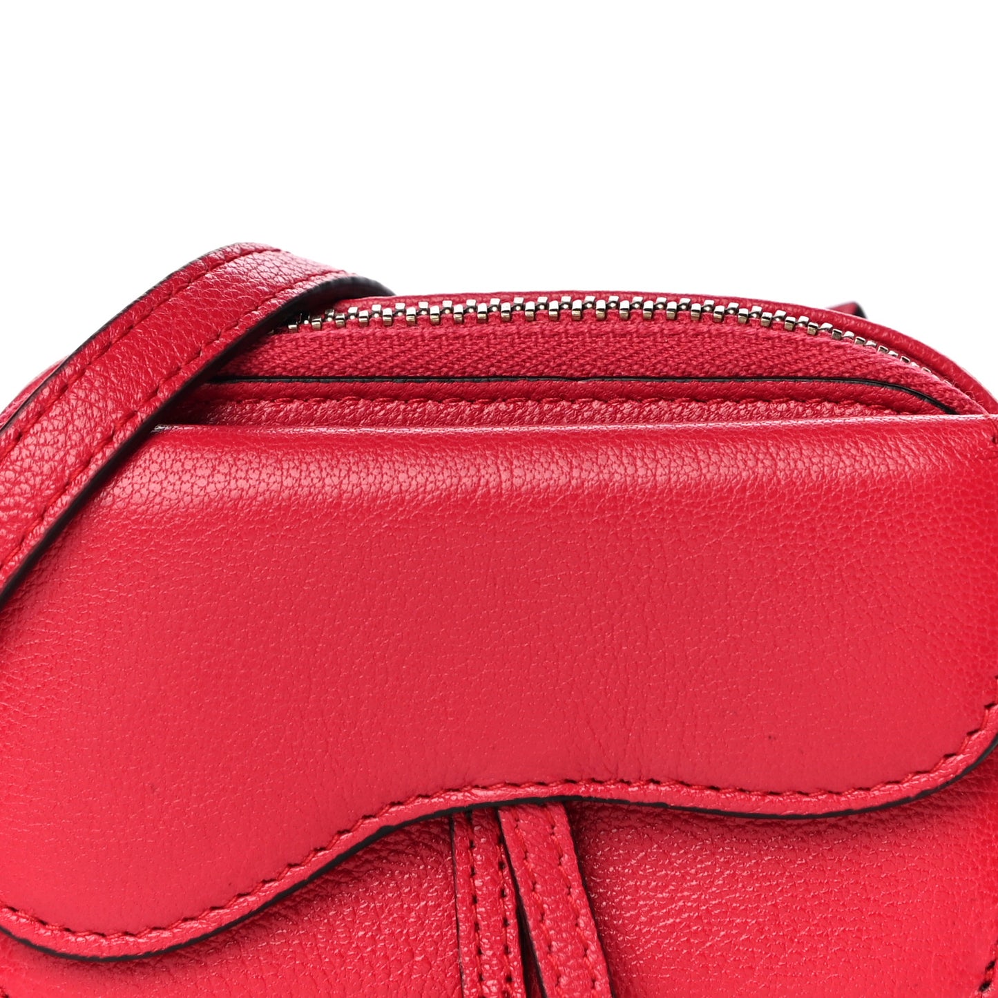 Goatskin Mini Saddle Shoulder Strap Pouch Red