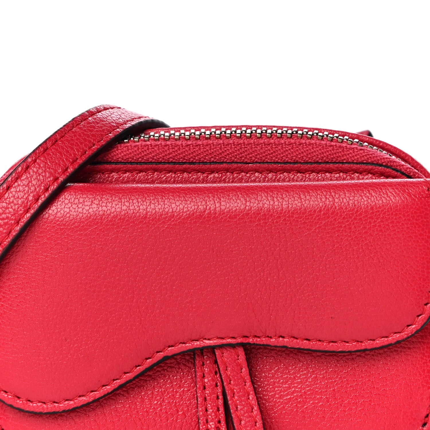 Christian Dior Goatskin Mini Saddle Shoulder Strap Pouch Red 7 of 9