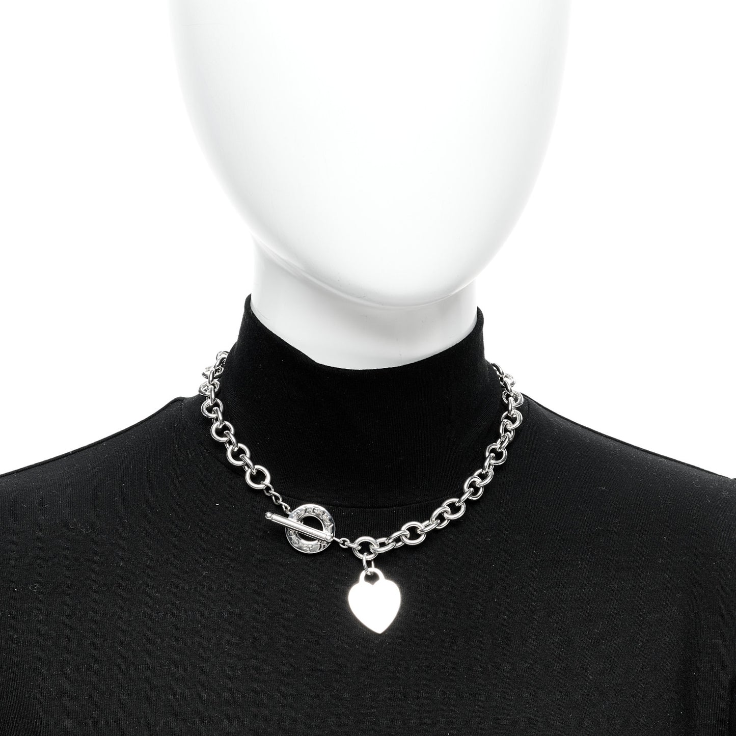 Sterling Silver Heart Tag Toggle Necklace