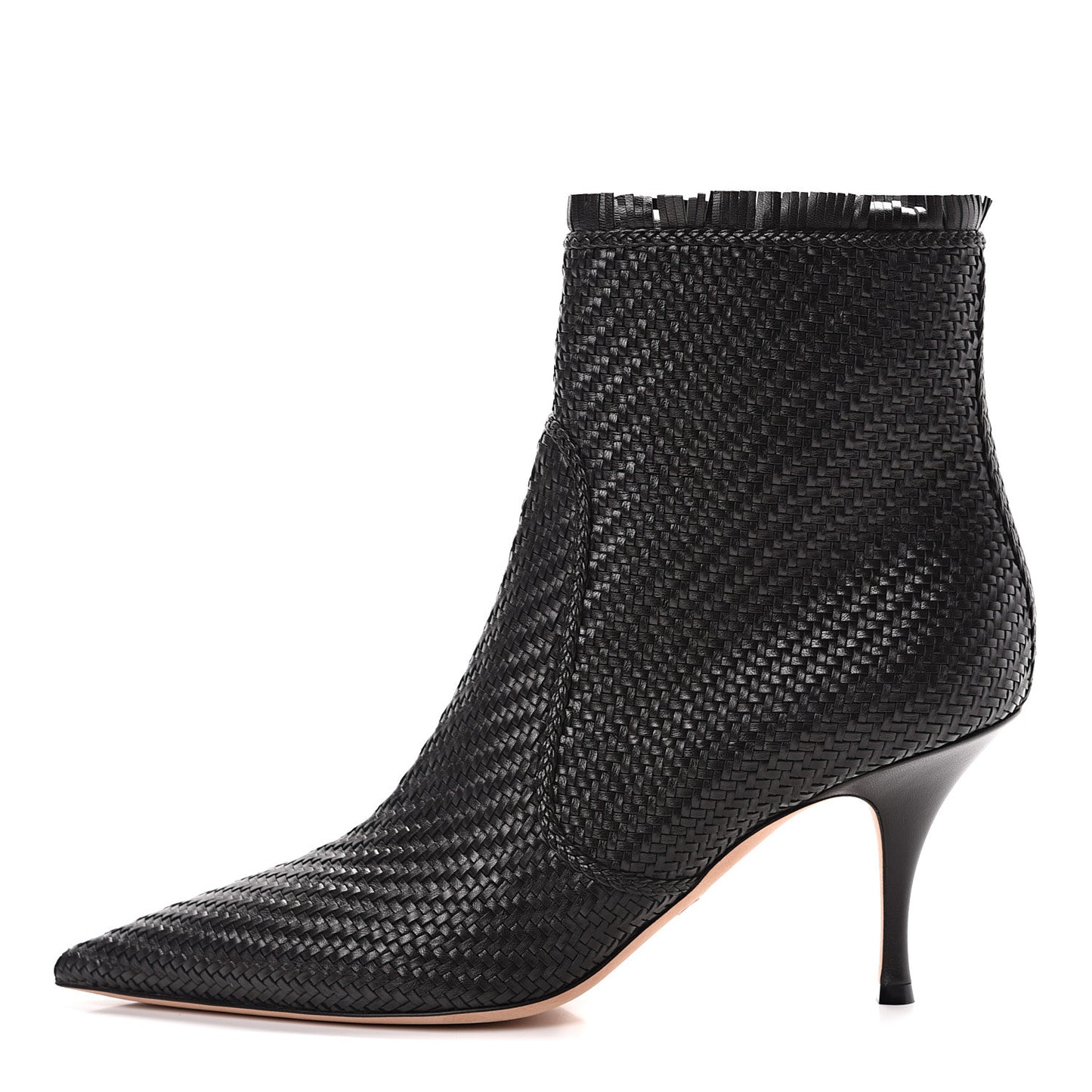 Lambskin Woven Ankle Boots 42 Black