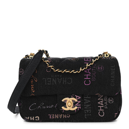 Chanel Denim Quilted Denim Mood Mini Rectangular Flap Black Multicolor 1 of 10