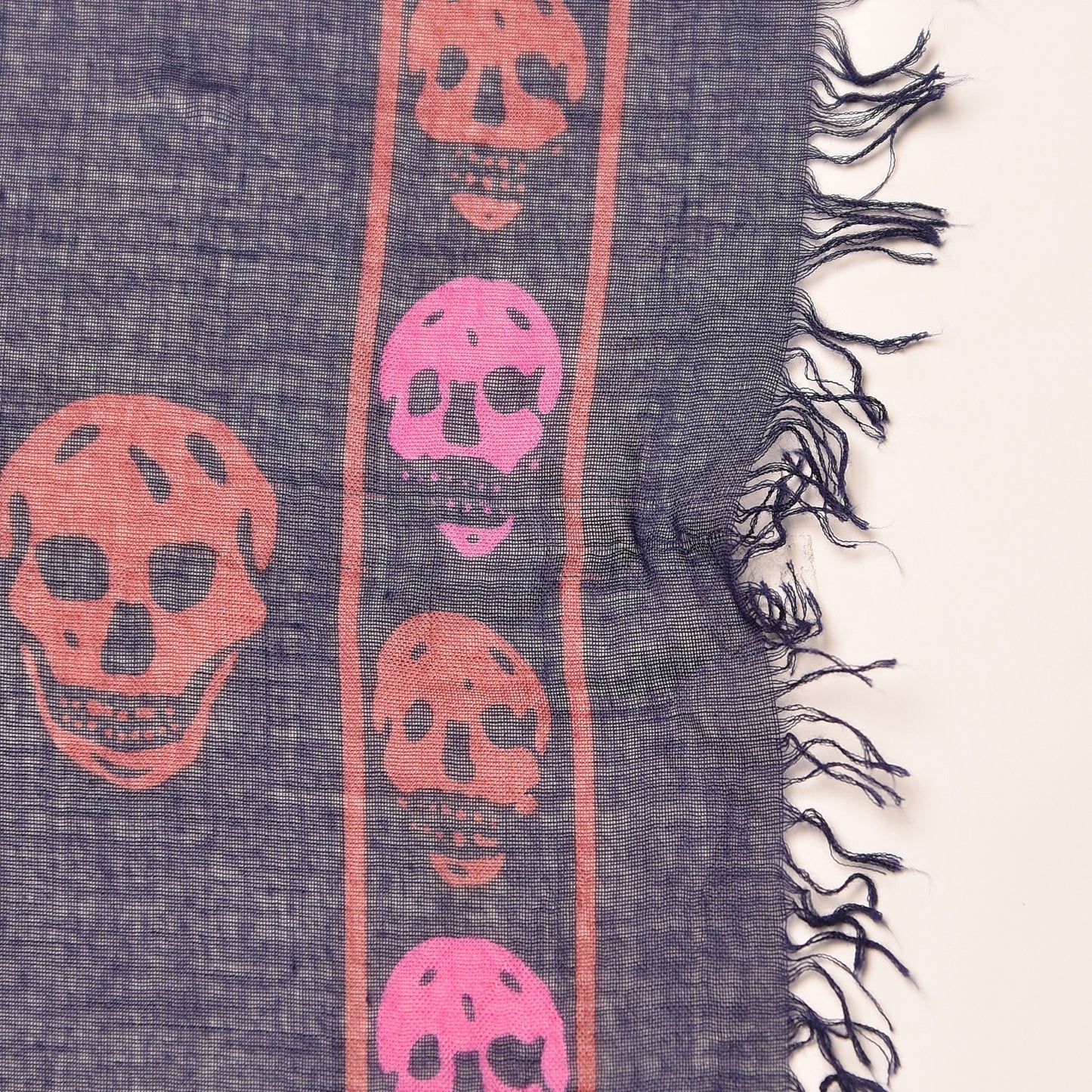 Modal Silk Bicolor Skull Scarf Blue Pink