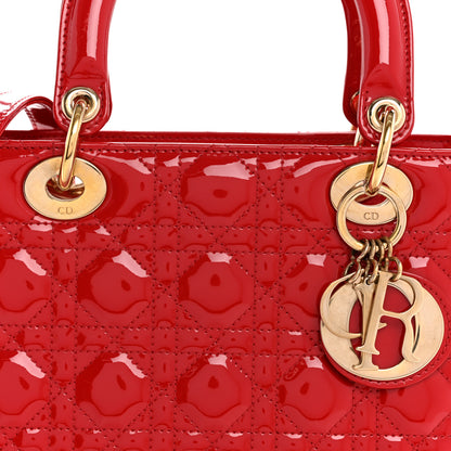 Christian Dior Patent Cannage Medium Lady Dior Red 8 of 13