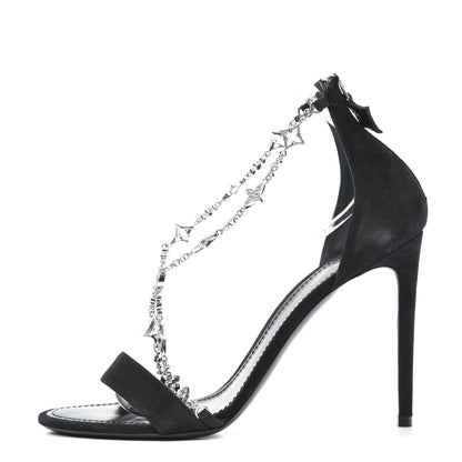 Louis Vuitton Suede Crystal Overnight Cross Sandals 40 Black 1 of 7