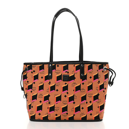 MCM Visetos Medium Reversible Shopping Tote Black 3 of 16