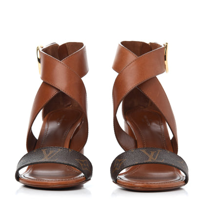 Louis Vuitton Calfskin Monogram Horizon Sandals 37 Cognac Brown 4 of 38