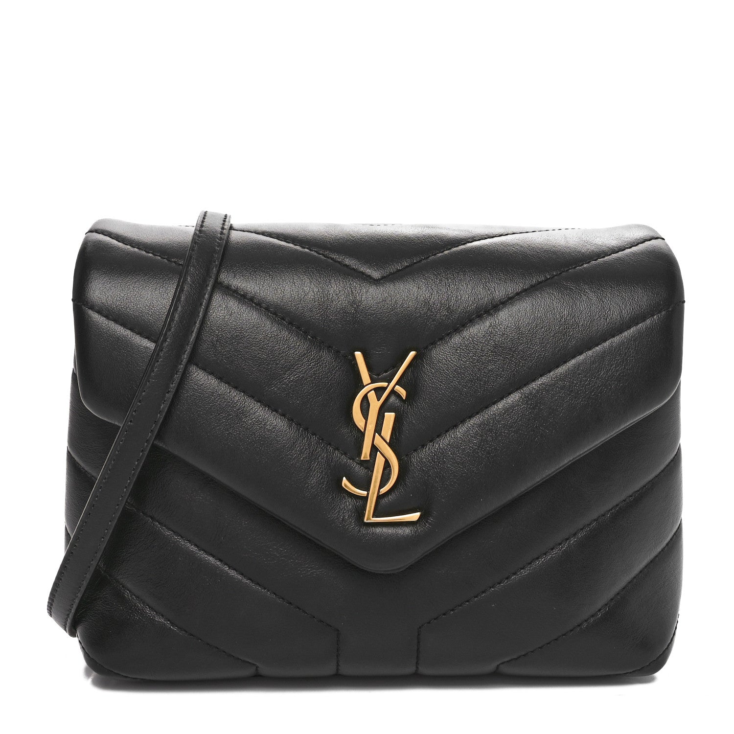 Saint Laurent Calfskin Y Quilted Monogram Toy Loulou Crossbody Bag Black 1 of 10