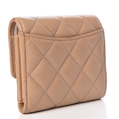 Chanel Caviar Quilted Compact Flap Wallet Beige 3 of 10