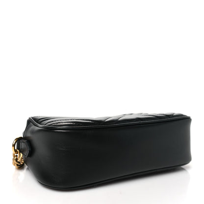 Gucci Calfskin Matelasse Small GG Marmont Chain Shoulder Bag Black 4 of 13